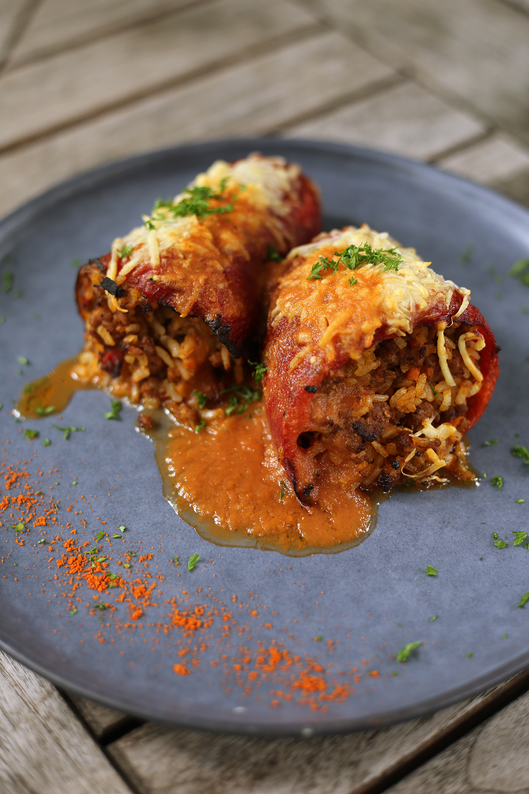chile dulce relleno con carne de res de pastoreo good food 1